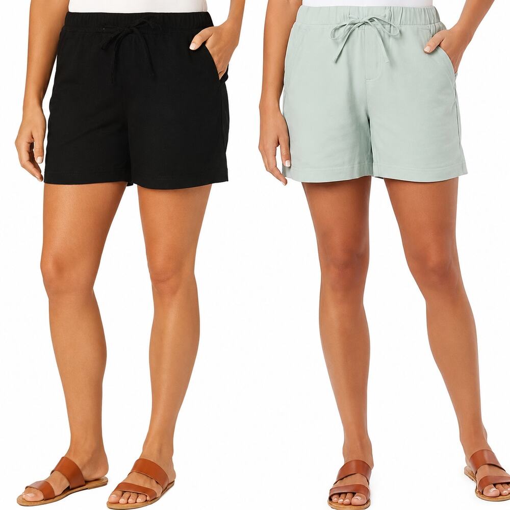 Briggs Linen Blend Drawstring Shorts Bundle of 2 Black Sage Euro Summer Size L